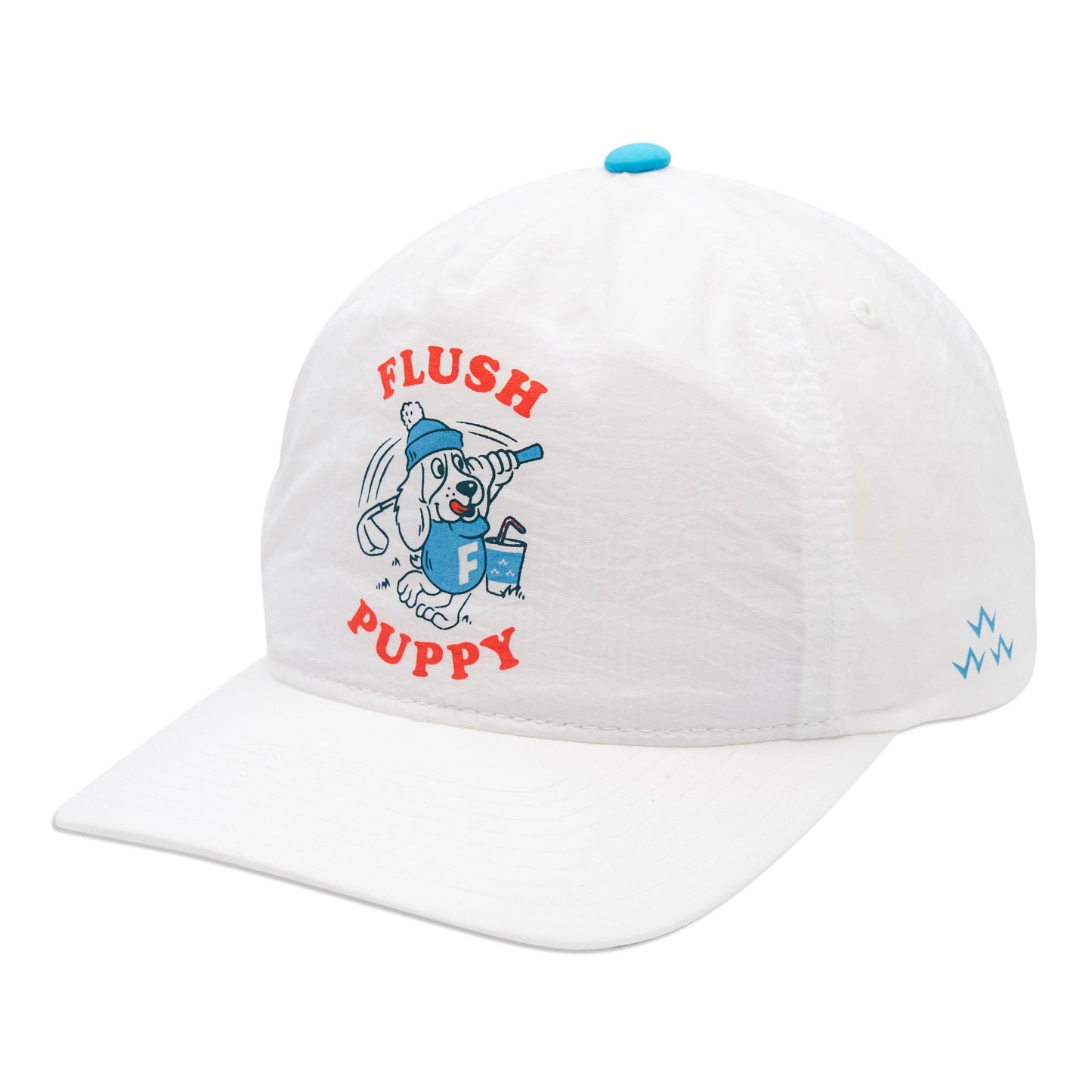 birds-of-condor-white-nylon-flush-puppy-golf-swing-hat-front