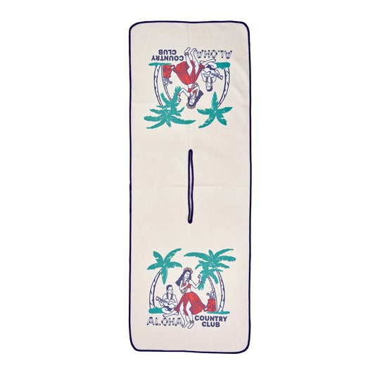 birds of condor aloha country club Hawaiian palm tree golf towel front
