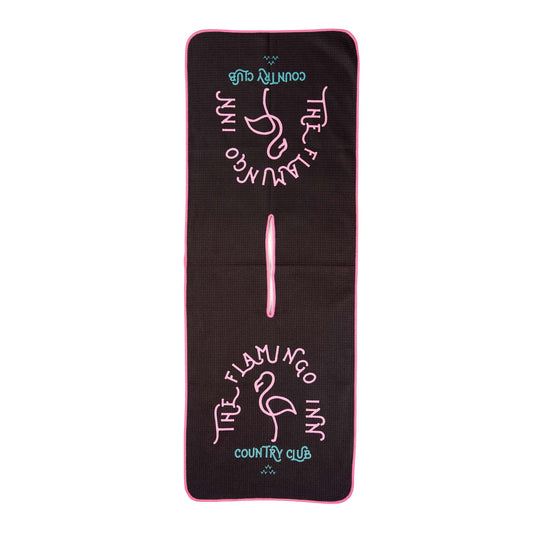 birds of condor black pink flamingo inn country club golf towel