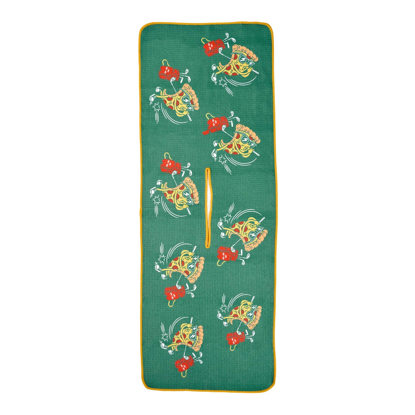 birds of condor green pizza swing golf towel front
