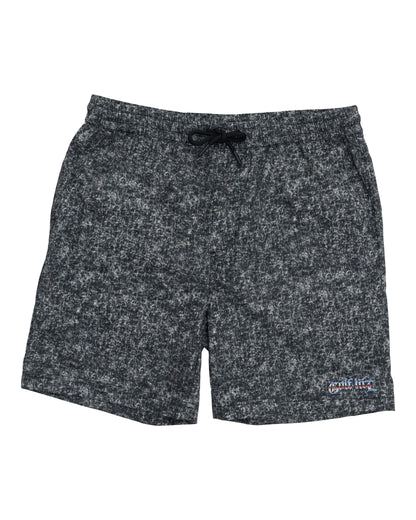 Denimblack shorts with an elastic drawstring waist and a Golf Life logo on the lower left leg.