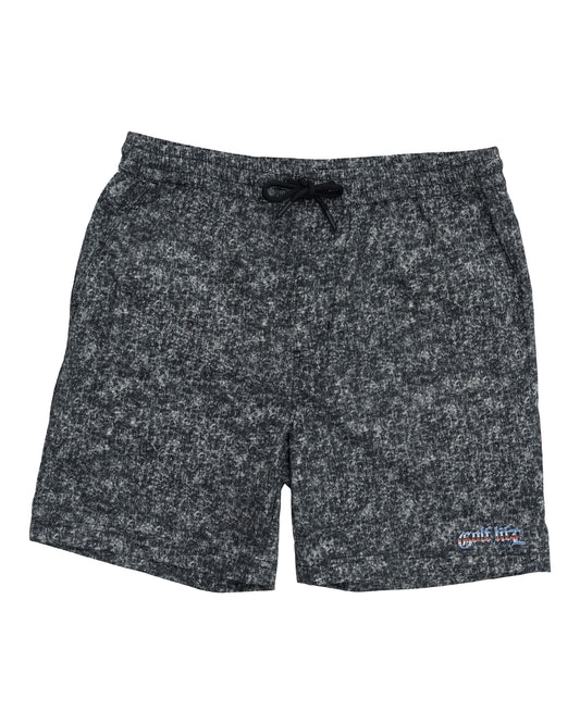 Denimblack shorts with an elastic drawstring waist and a Golf Life logo on the lower left leg.