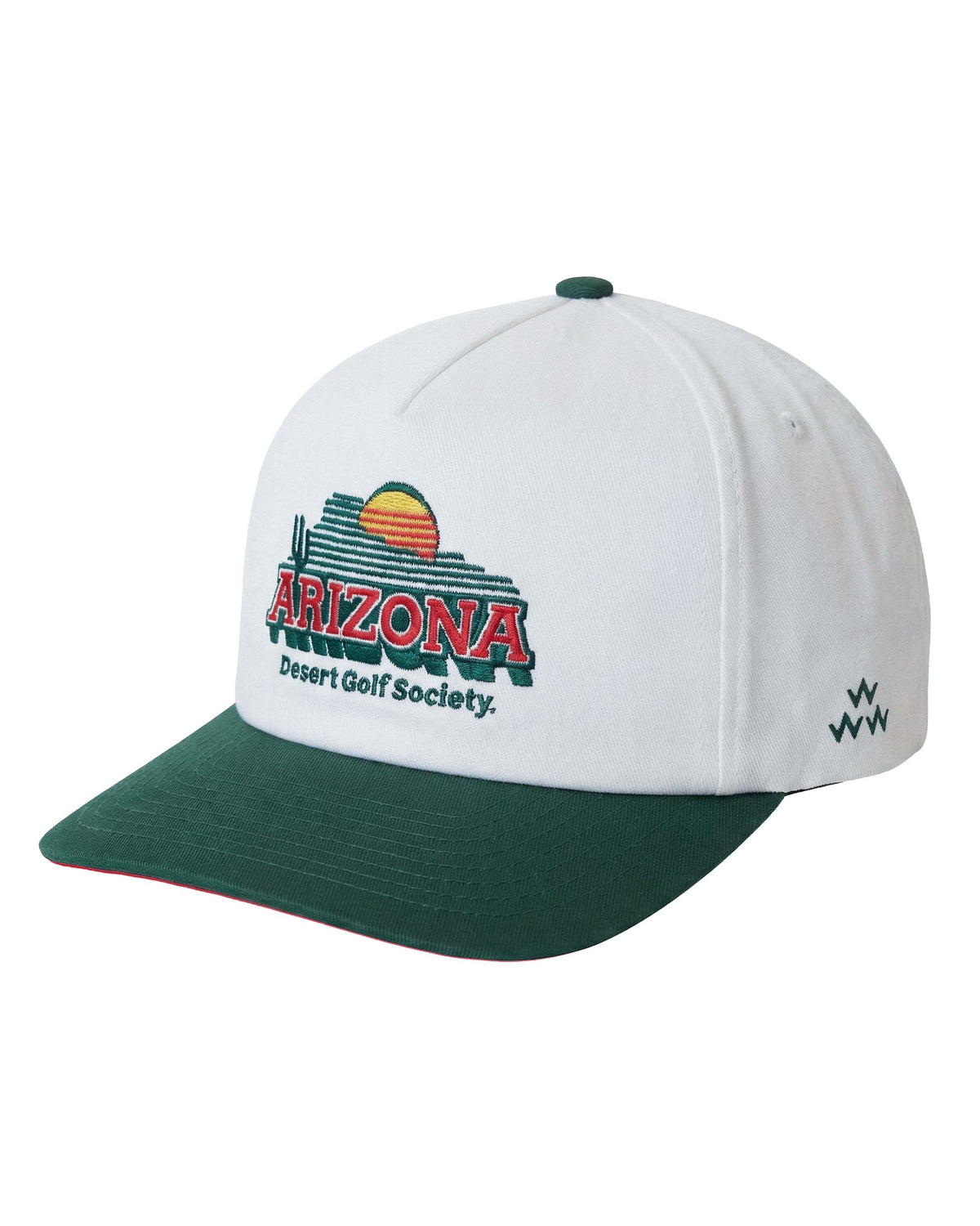 White and green cap with 'Arizona Desert Golf Society' logo on a white background