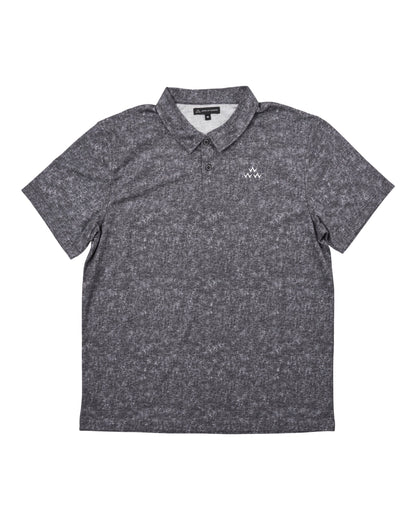 Acid black polo shirt featuring a textured print and a white Triple Eagle chest logo.