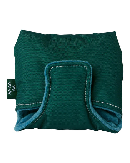 Alpine green mallet putter headcover featuring a magnetic closure flap and soft blue inner lining.