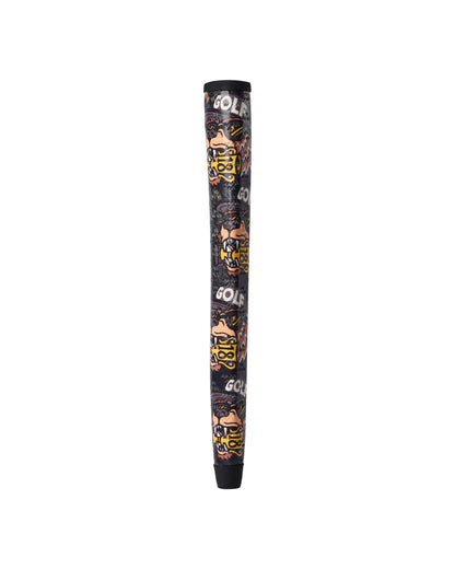 Black putter grip featuring an all-over triple eagle logo design and 'GOLF' lettering.