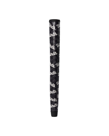 Black putter grip featuring an all-over white Birds script and eagle logo graphic design.