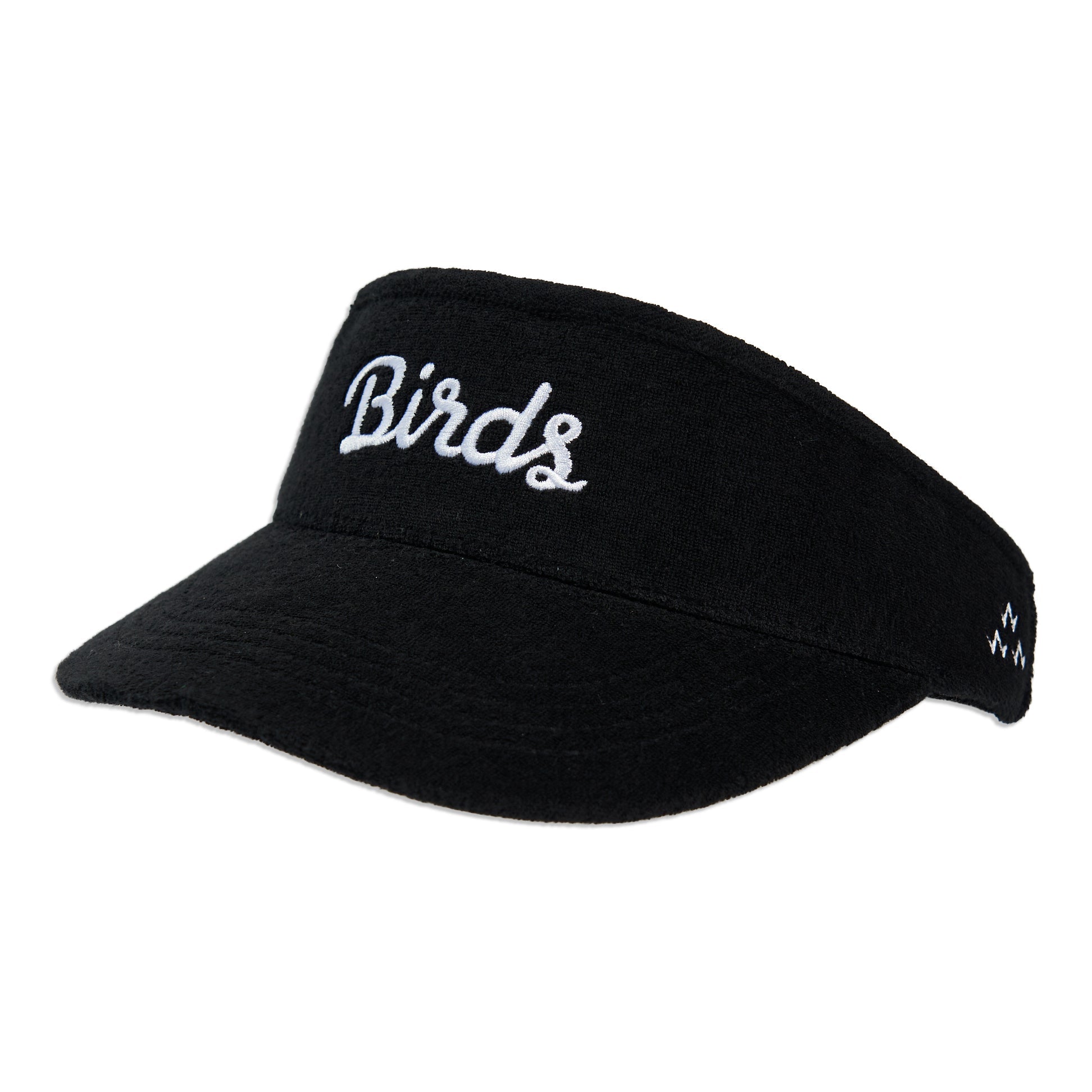 birds-of-condor-black-terry-towelling-cloth-visor-golf-hat-front