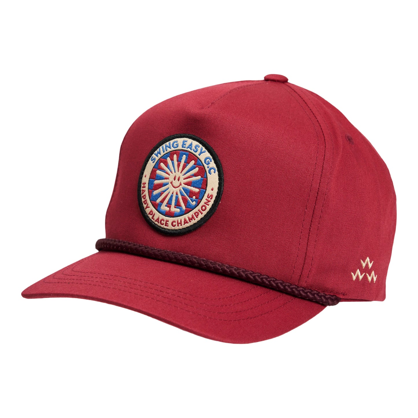 birds-of-condor-burgundy-swing-easy-golf-club-happy-place-champions-fifa-world-cup-football-fly-condor-golf-snapback-hat-cap-front