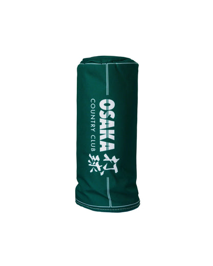 Alpine green headcover with white piping and white OSAKA COUNTRY CLUB text with Japanese characters.