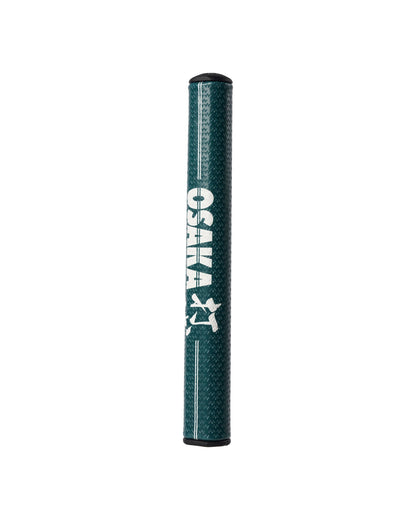 Amazon green putter grip with white vertical OSAKA text and an allover embossed triple eagle logo.