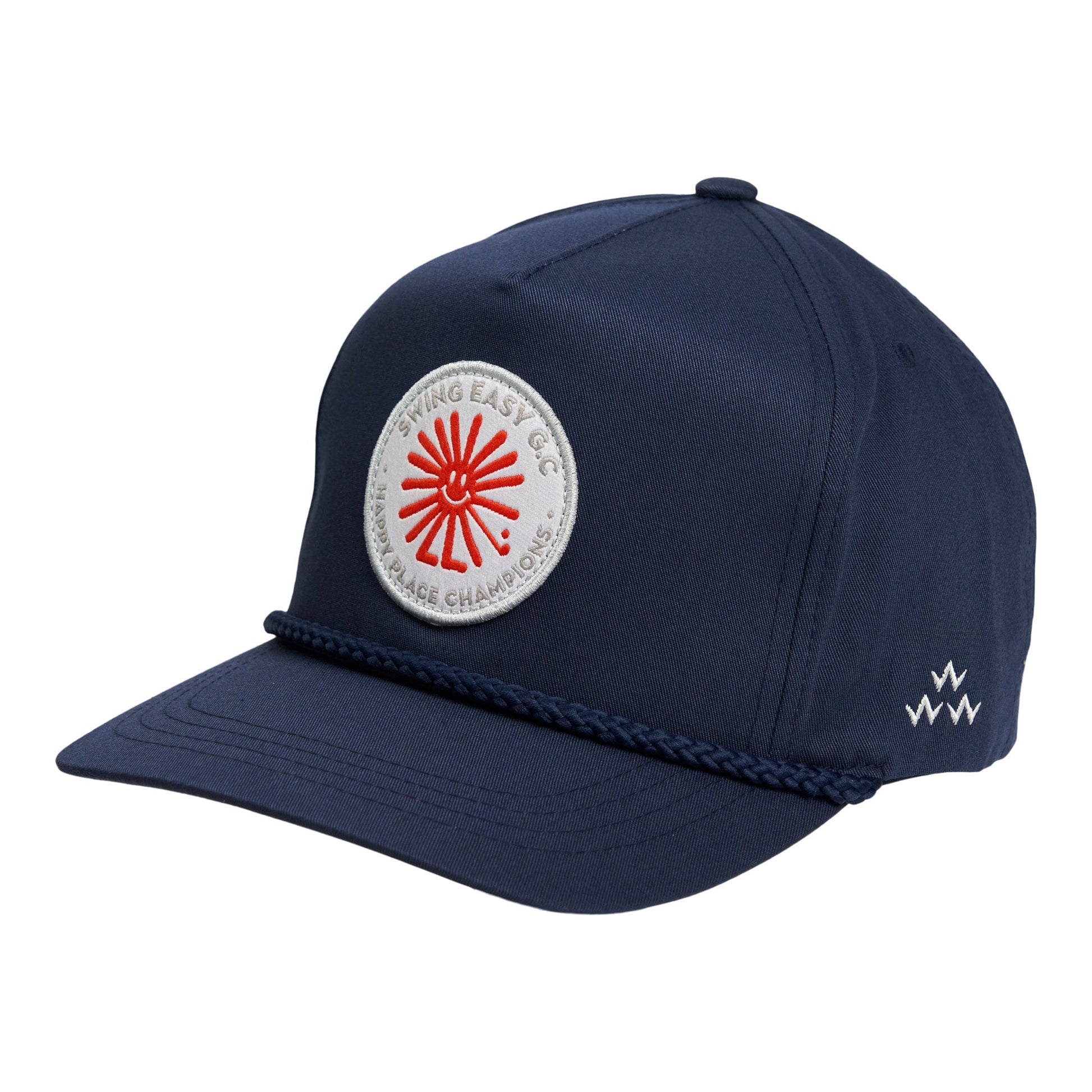 birds-of-condor-navy-blue-red-swing-easy-golf-club-happy-place-champions-fifa-world-cup-football-fly-condor-golf-snapback-hat-cap-front